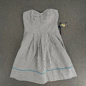 Brand New Teeze Me Dress Strapless Blue & White Size 5 Zipper‎ Closure Cotton